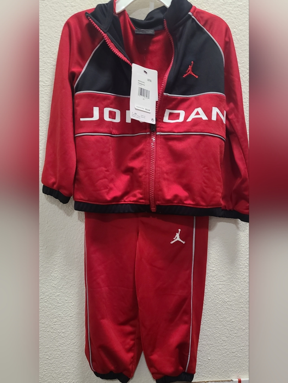 Jordan Red and Black Kids Matching Track Set 2T